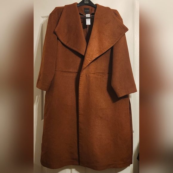 Shawl-Lapel Wool Blend Open-Front Coat "Sold Out" - Picture 4 of 16